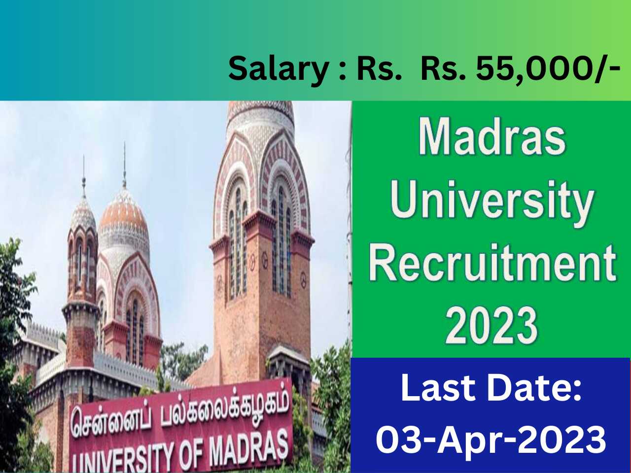 Madras University Recruitment 2023 Post Doctoral Fellow