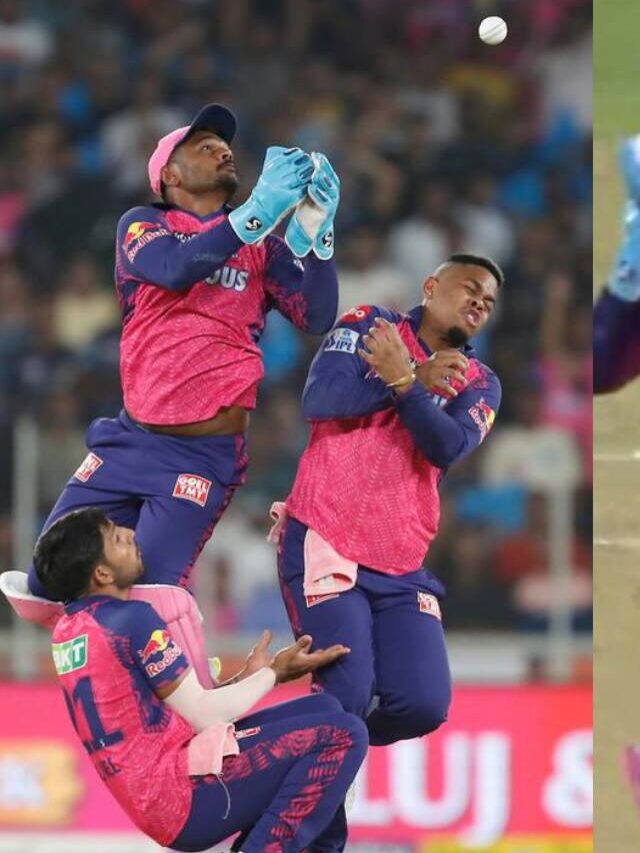 GT vs RR ஒரு கேட்ச் பிடிக்க 4 வீரர்கள்